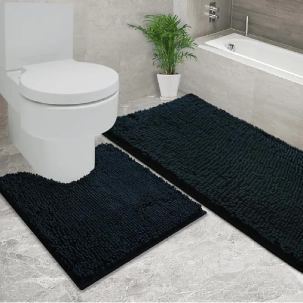 Luxurious Black Bath Mat Set